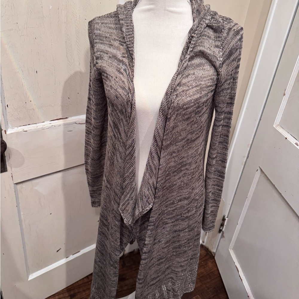 Hooded cover up. Soft and flowy brown and tan colors